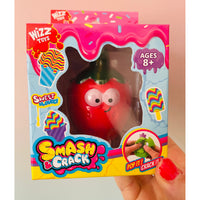 Red Strawberry Smash Crack Fruit crunchy sensory fidget toy