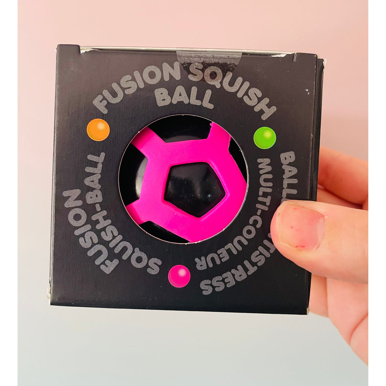 Scrunchems Fusion Squish Ball colour-popping mesh sensory fidget toy pink