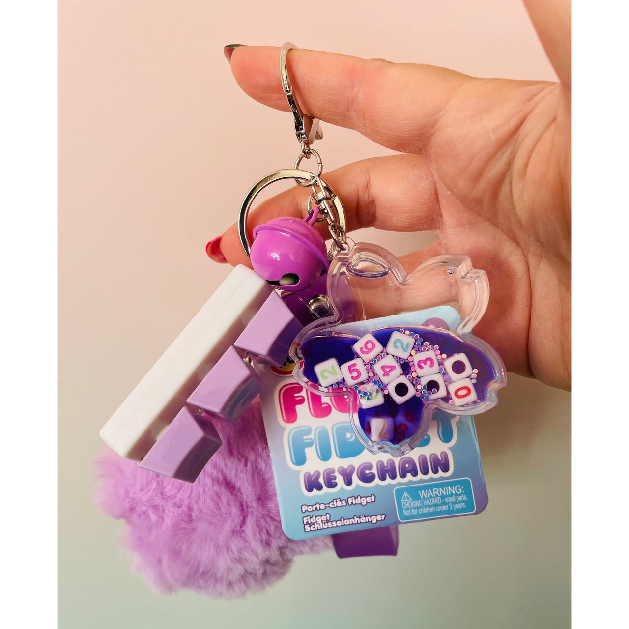 💜🌸 Purple Fluffy Fidget Keychain | Sensory Bag Charm