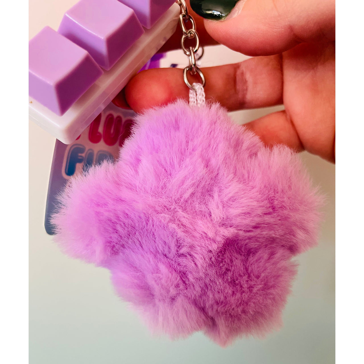 💜🌸 Purple Fluffy Fidget Keychain | Sensory Bag Charm