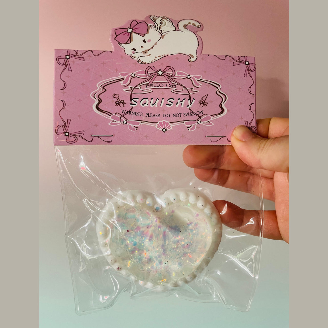 🤍✨ White Glitter Heart Taba Squishy | Sparkly Sensory Fidget Toy 💖