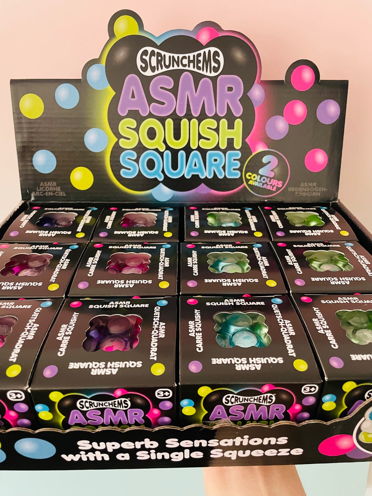 🩷🟣 Scrunchems ASMR Square | Pink Textured Bead Sensory Stress Relief Fidget Toy ✨