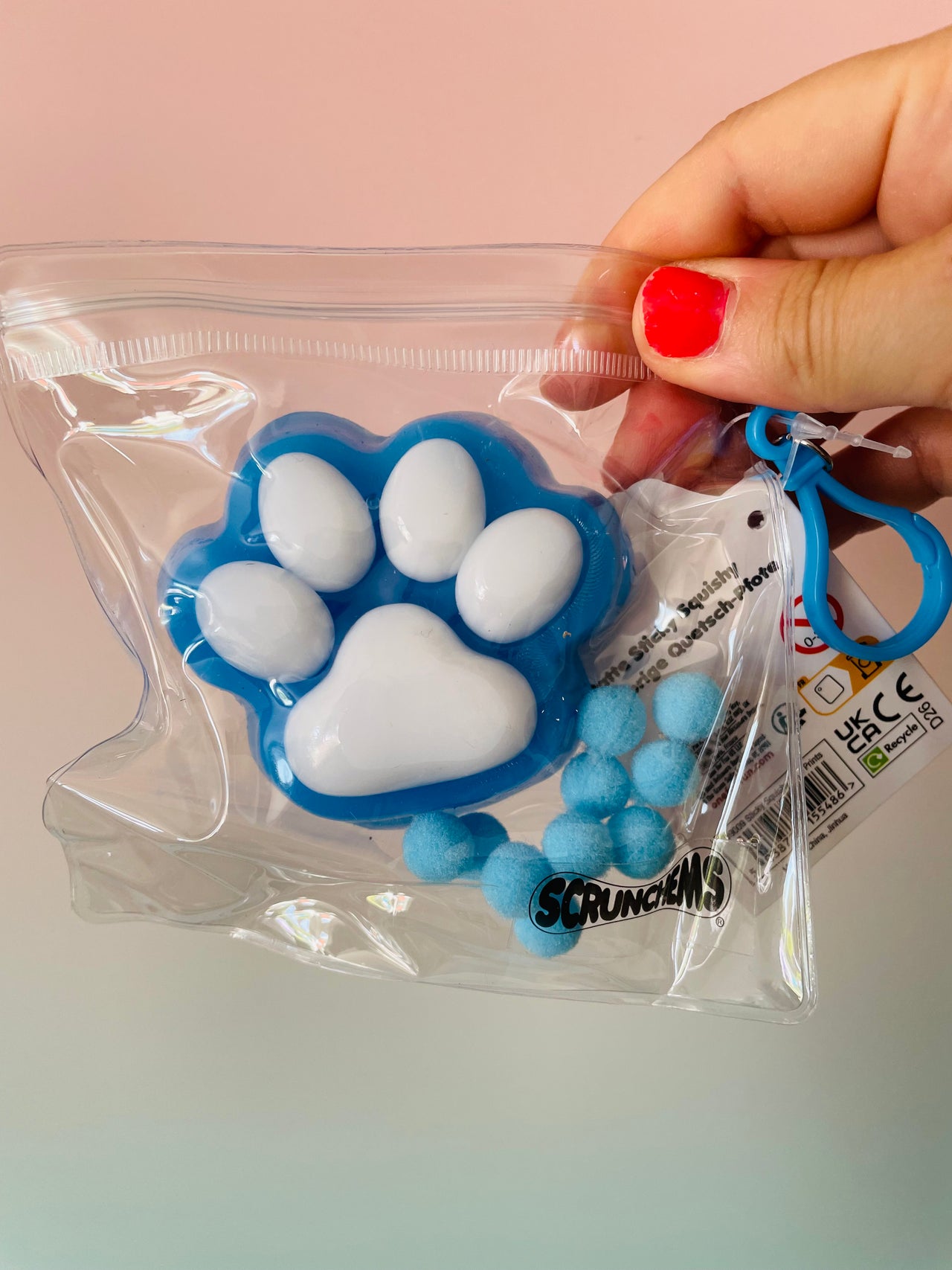 Blue Scrunchems Sticky Squishy Paw Print sensory fidget toy