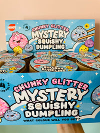 🥟✨ Chunky Glitter Dumpling Squishy in Basket | Jumbo Viral Sensory Squeeze Toy 💖