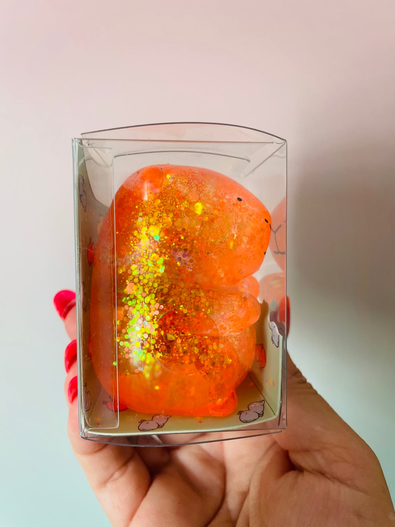 Keycraft Orange Sparkly Squishy Capybara Glitter Sensory Fidget Toy