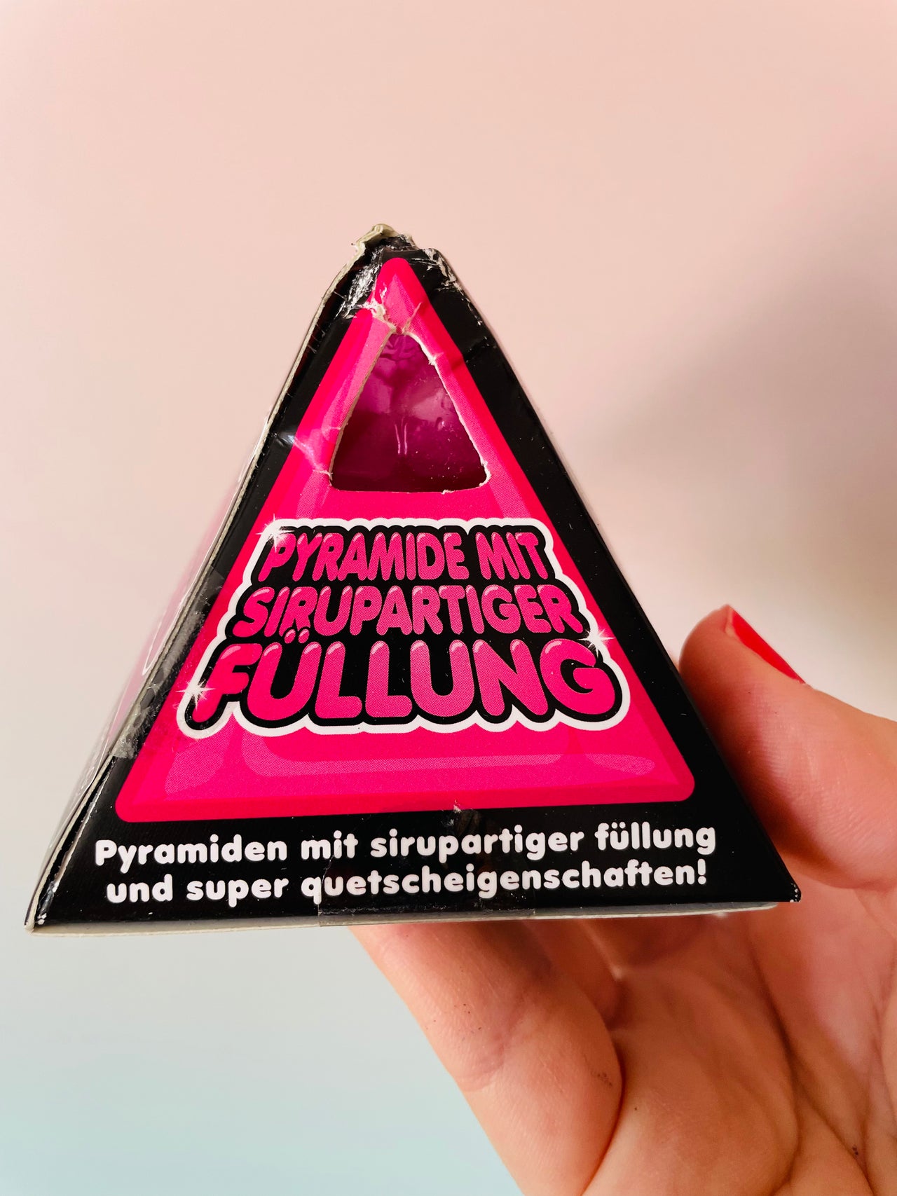 Pink Scrunchems Sugar Pyramid sugar-filled sensory fidget toy