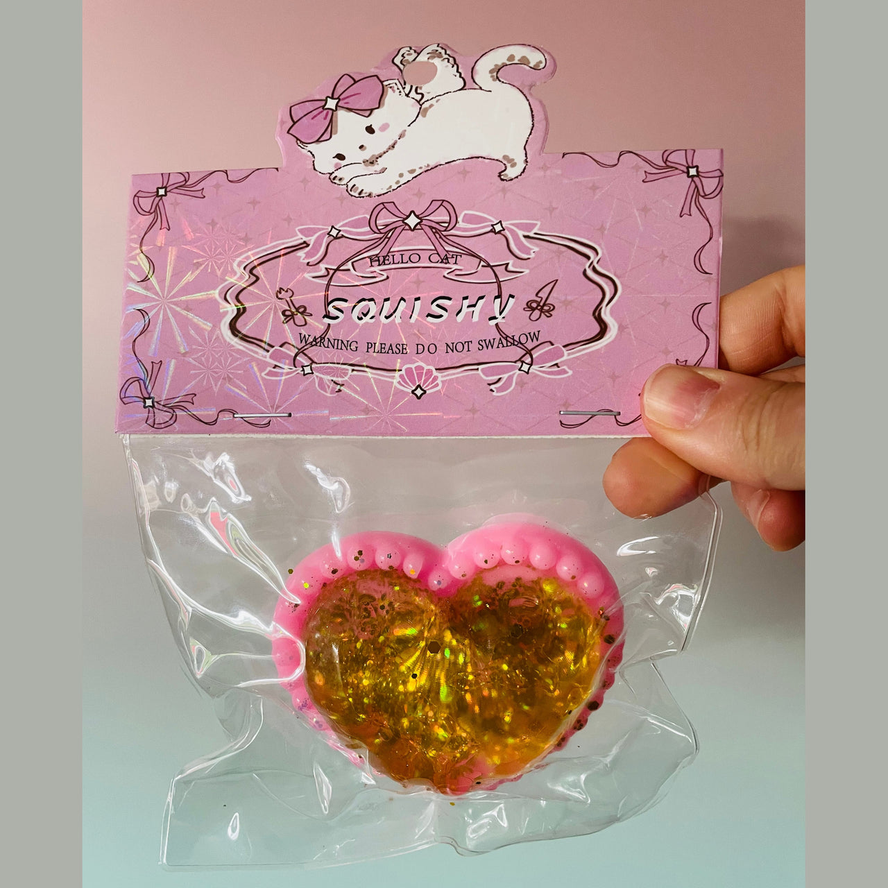 💛✨ Gold Glitter Heart Taba Squishy | Sparkly Sensory Fidget Toy 💖