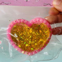 💛✨ Gold Glitter Heart Taba Squishy | Sparkly Sensory Fidget Toy 💖