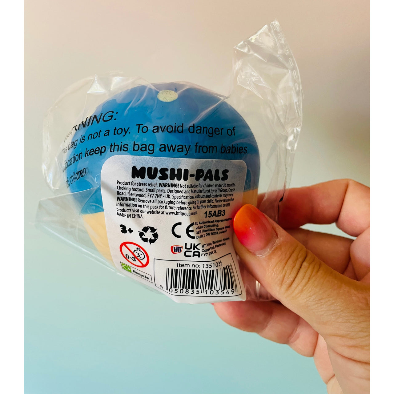 Mushi-Pals Blue Mushroom Squishy sensory stress relief fidget toy