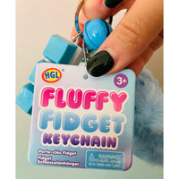 💙🧊 Blue Cube Fluffy Fidget Keychain | Sensory Bag Charm