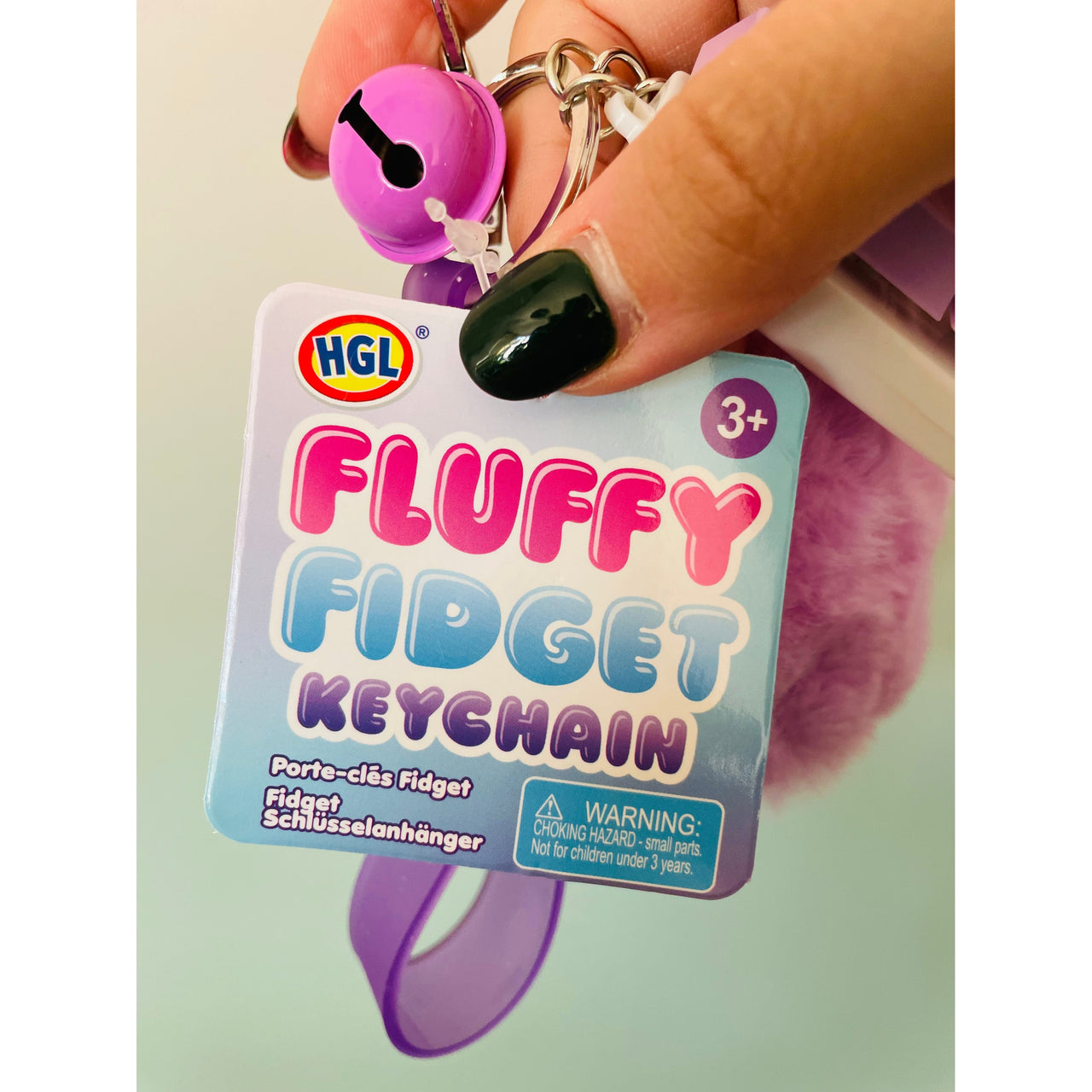 💜🌸 Purple Fluffy Fidget Keychain | Sensory Bag Charm