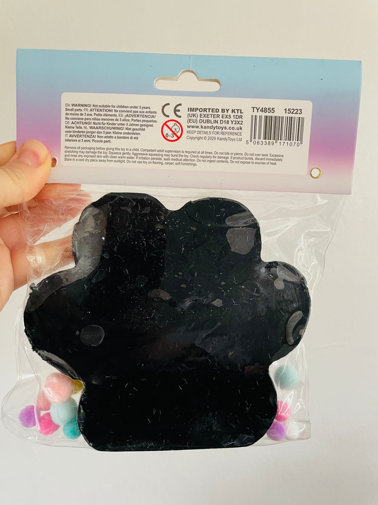 🐾🖤 Black Taba Feel Fluffy Cat Paw Squishy Toy ✨