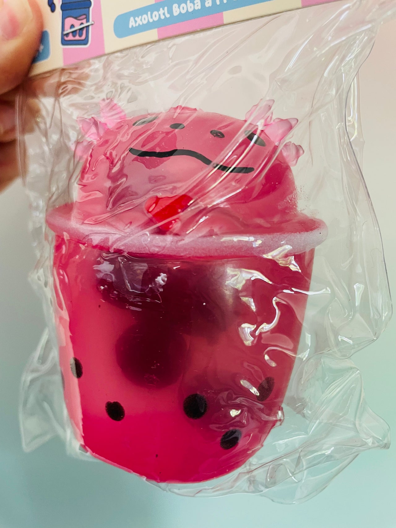 🩷🦎🧋 Pink Axolotl Boba Squish Toy