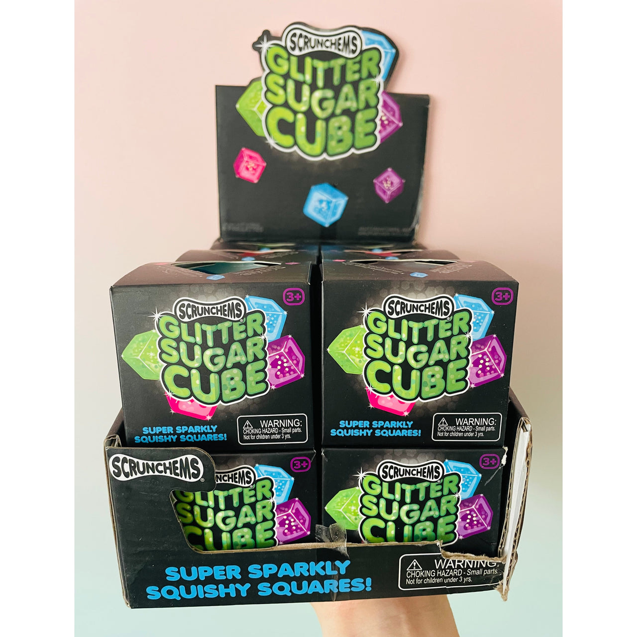 ✨🧊 Scrunchems Glitter Cube | Glitter Sugar Cube Sensory Stress Relief Fidget Toy 🌈