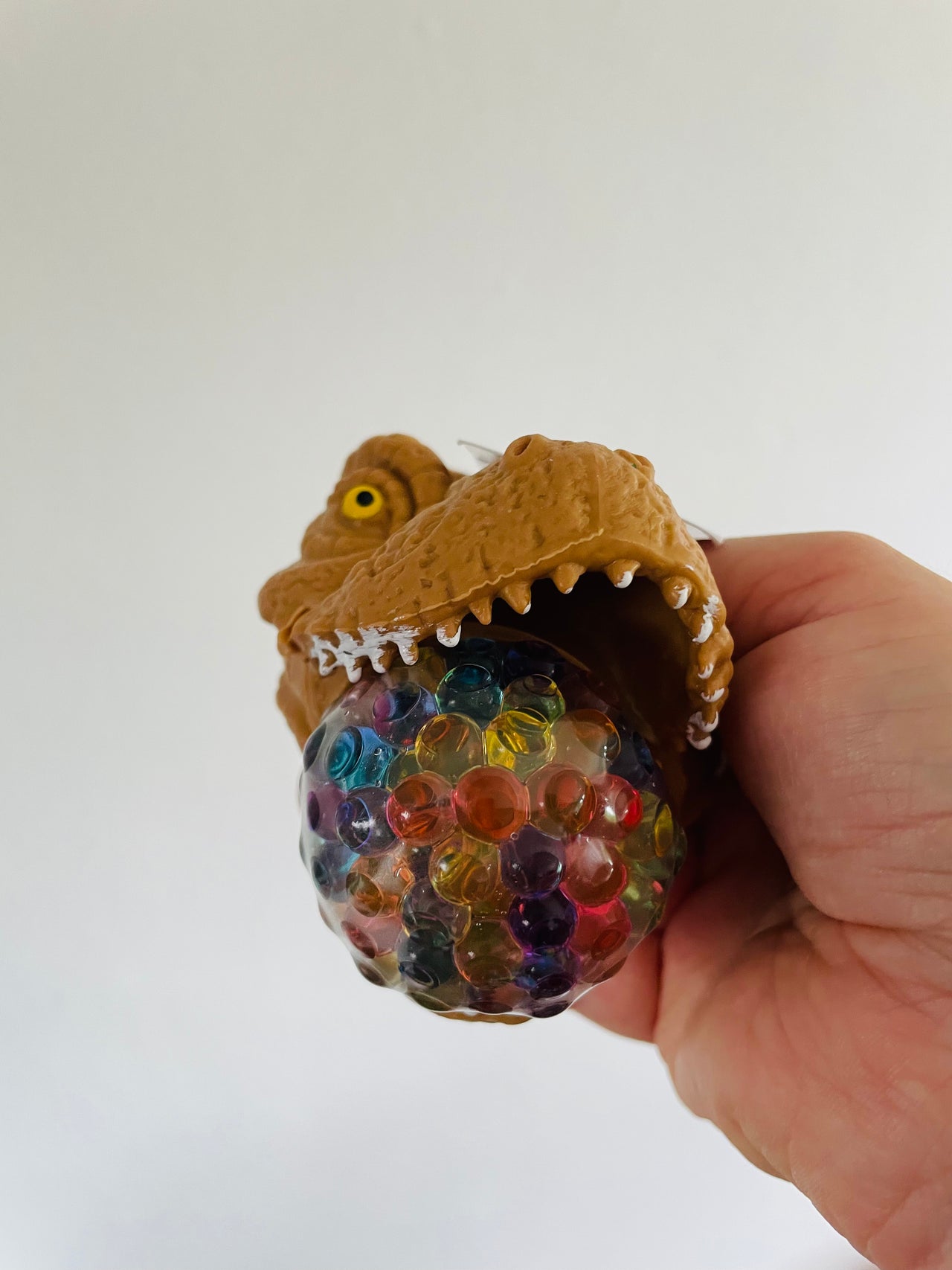 🦖🤎 Brown Dinosaur Head Bead Squeeze Toy