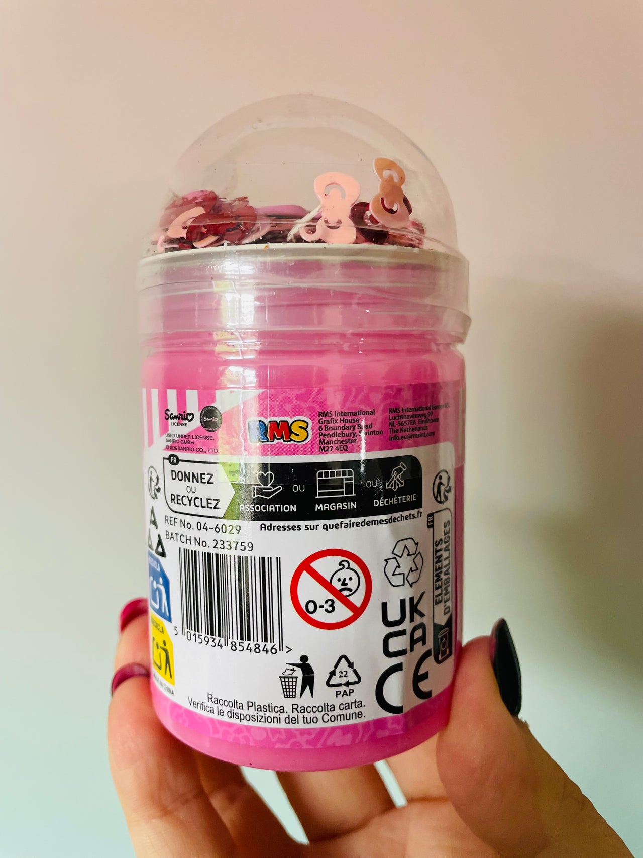 Hello Kitty Pink Slime Pot Sanrio kawaii sensory slime toy UK