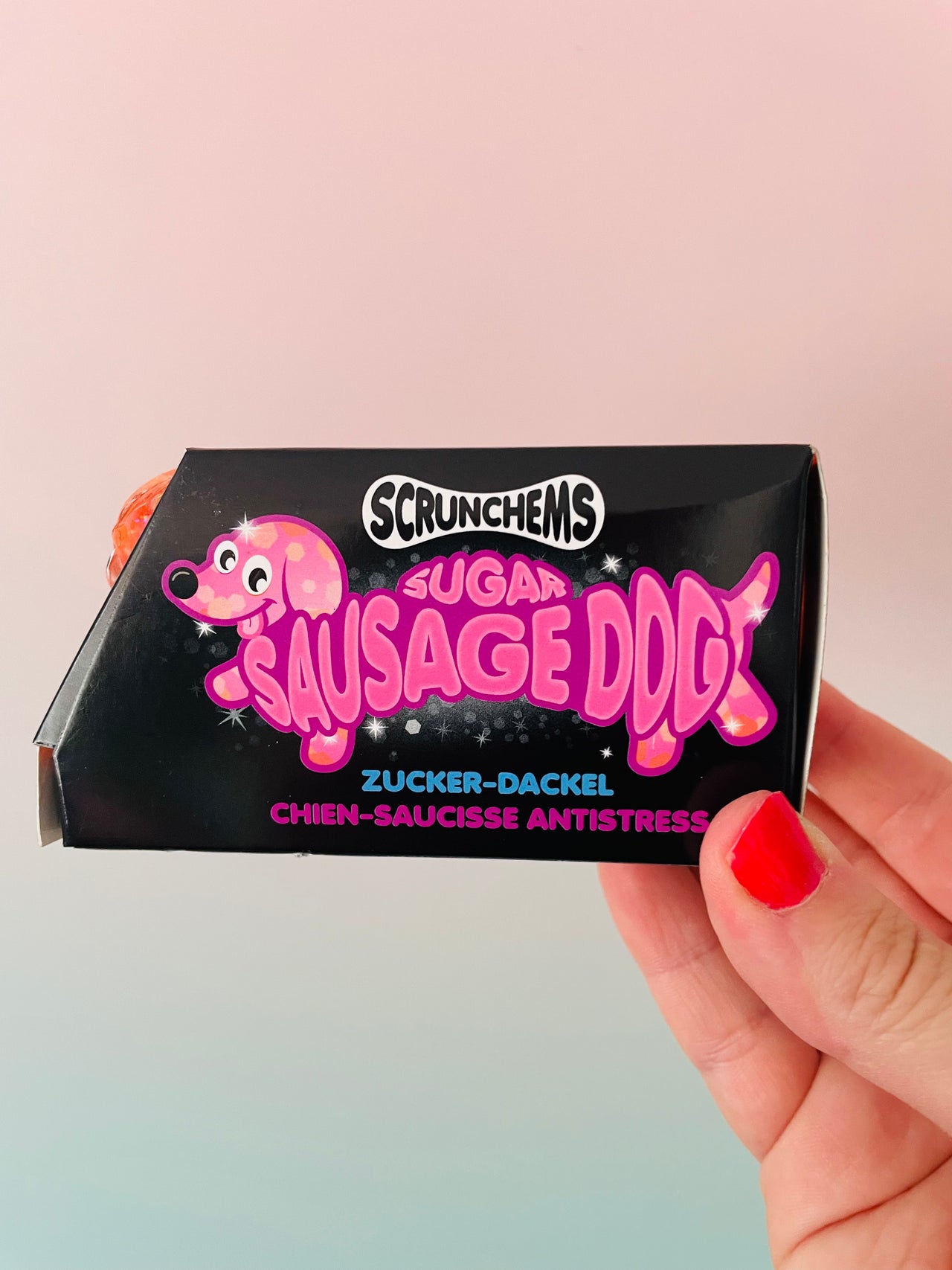 🧡🌭 Scrunchems Sugar Sausage Dog | Orange Sugar-Filled Sensory Stress Relief Fidget Toy ✨
