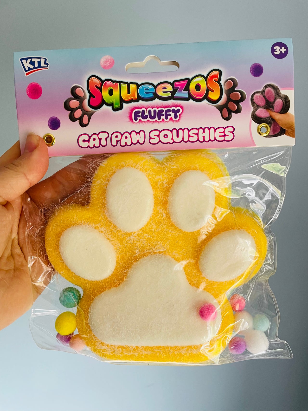 🐾💛 Yellow Taba Feel Fluffy Cat Paw Squishy Toy