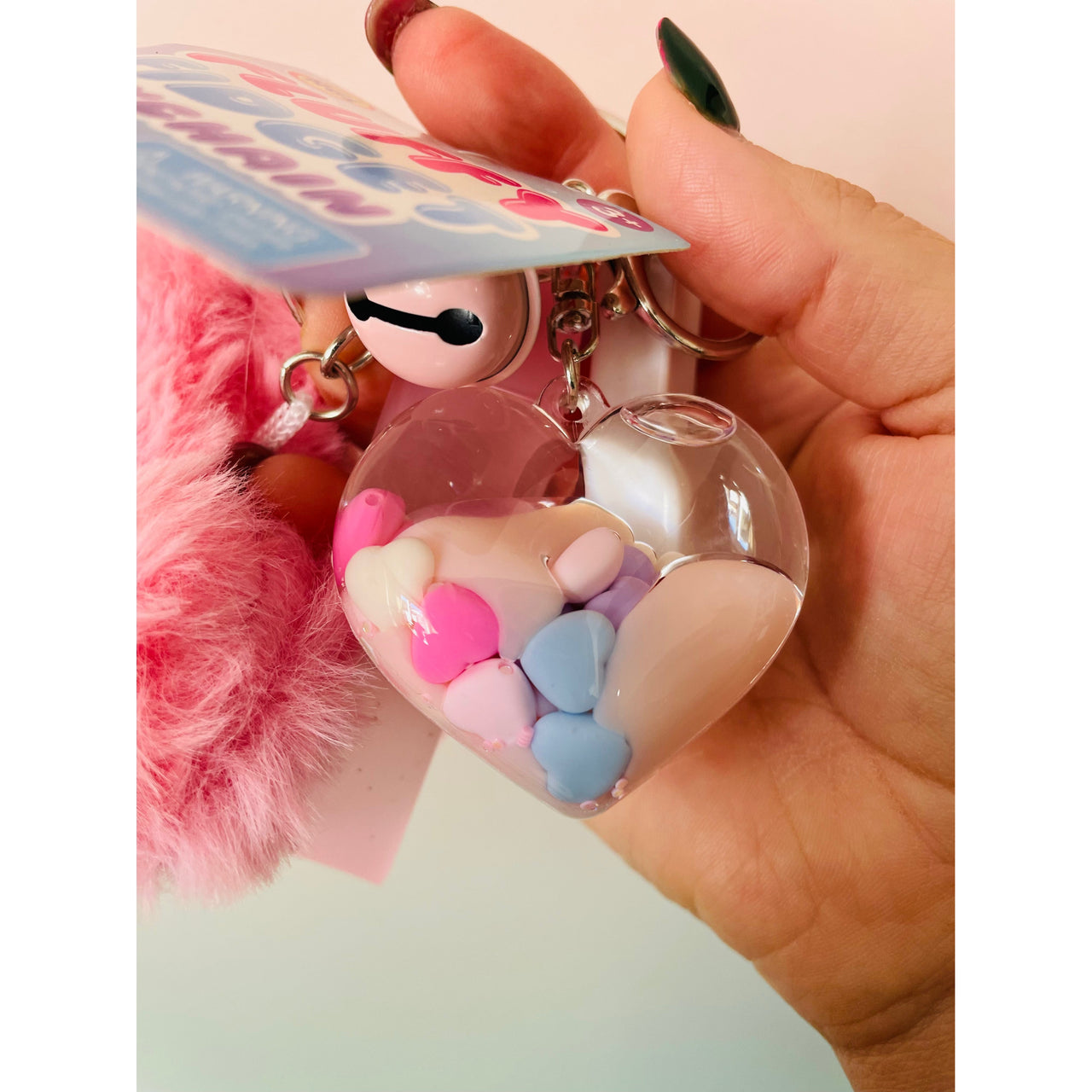 🩷💗 Pink Heart Fluffy Fidget Keychain | Sensory Bag Charm