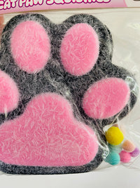 🐾🖤 Black Taba Feel Fluffy Cat Paw Squishy Toy ✨