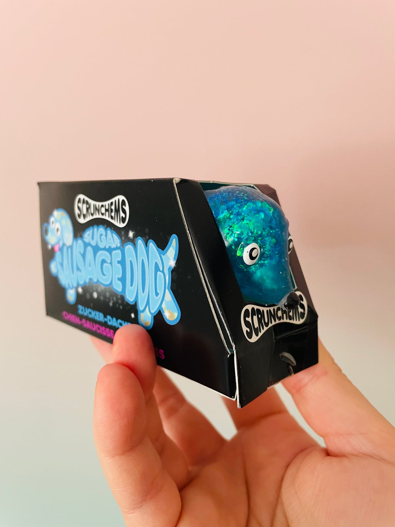 💙🌭 Scrunchems Sugar Sausage Dog | Blue Sugar-Filled Sensory Stress Relief Fidget Toy ✨