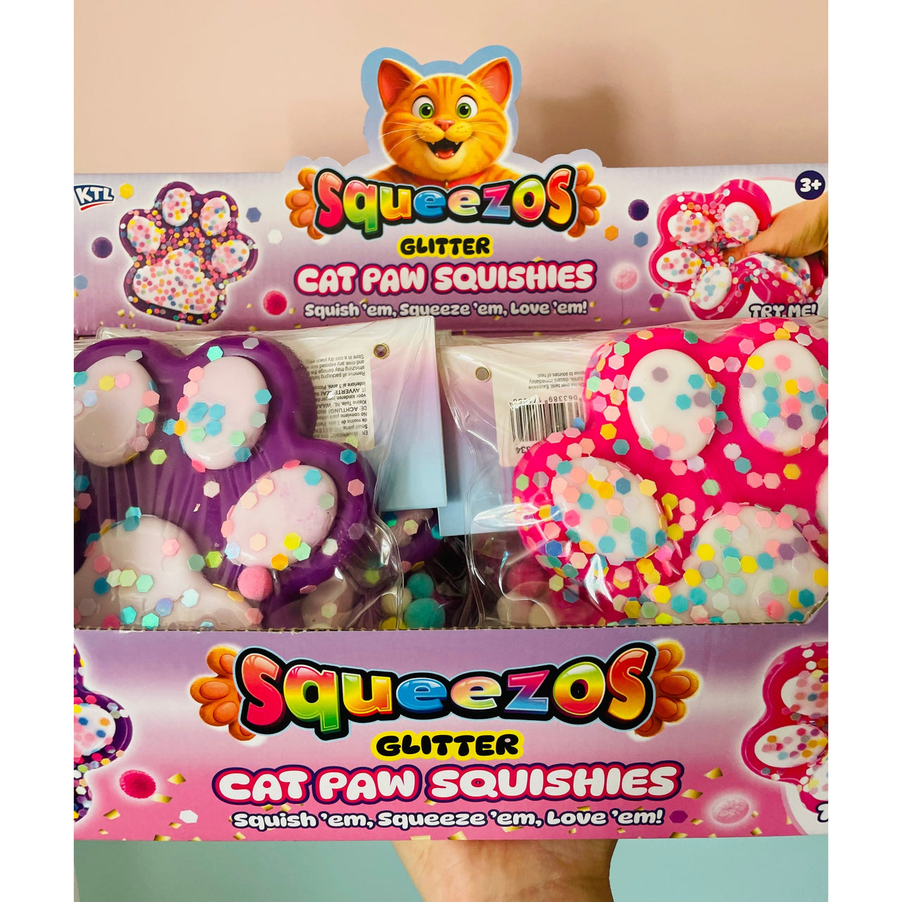 🩷🐾 Jumbo Glitter Cat Paw Taba Squishy | Pink Ultra Sticky Sensory Fidget Toy ✨