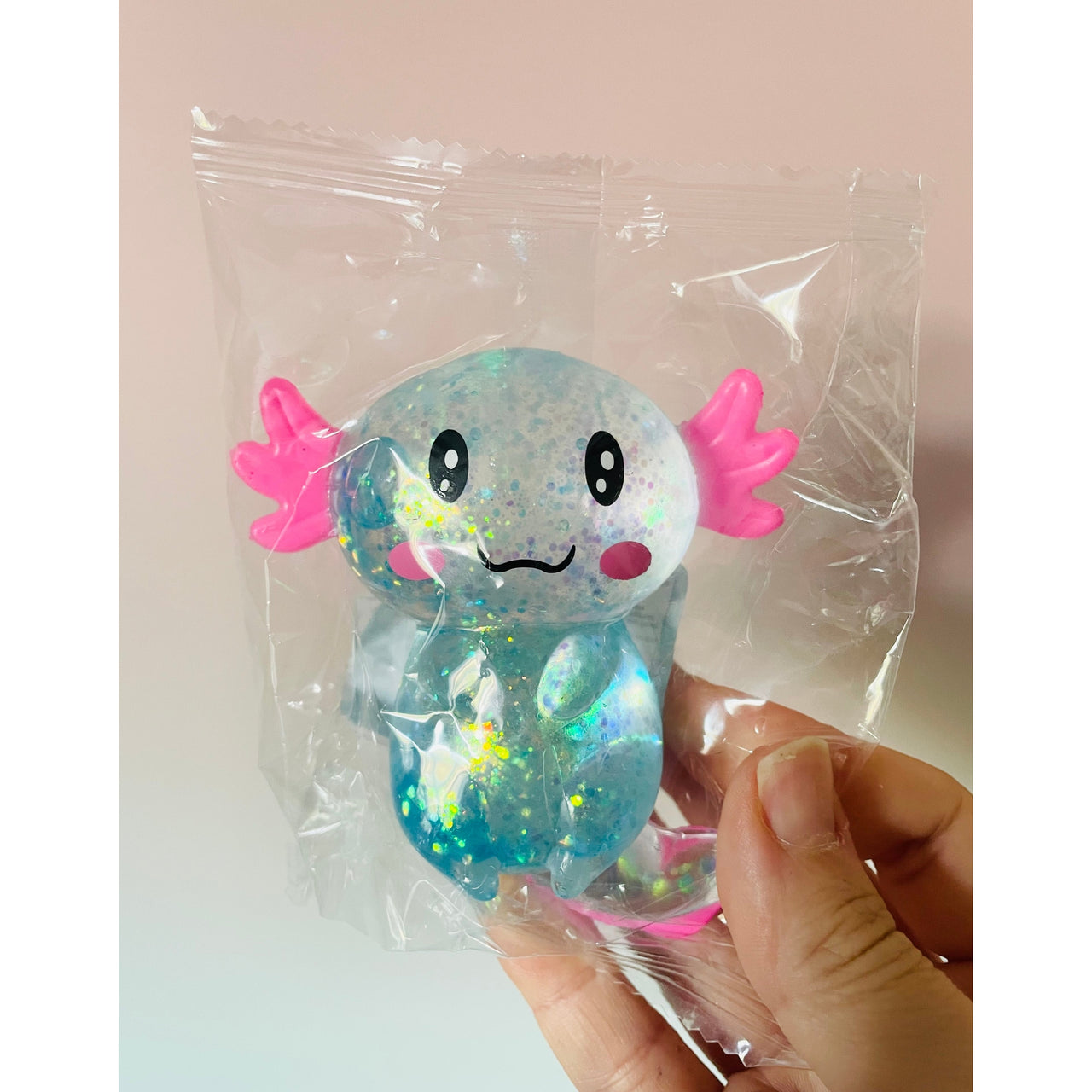 💙✨ Glitter Axolotl Sugar Maltose Squishy | Blue Sparkly Sensory Fidget Toy 🩵