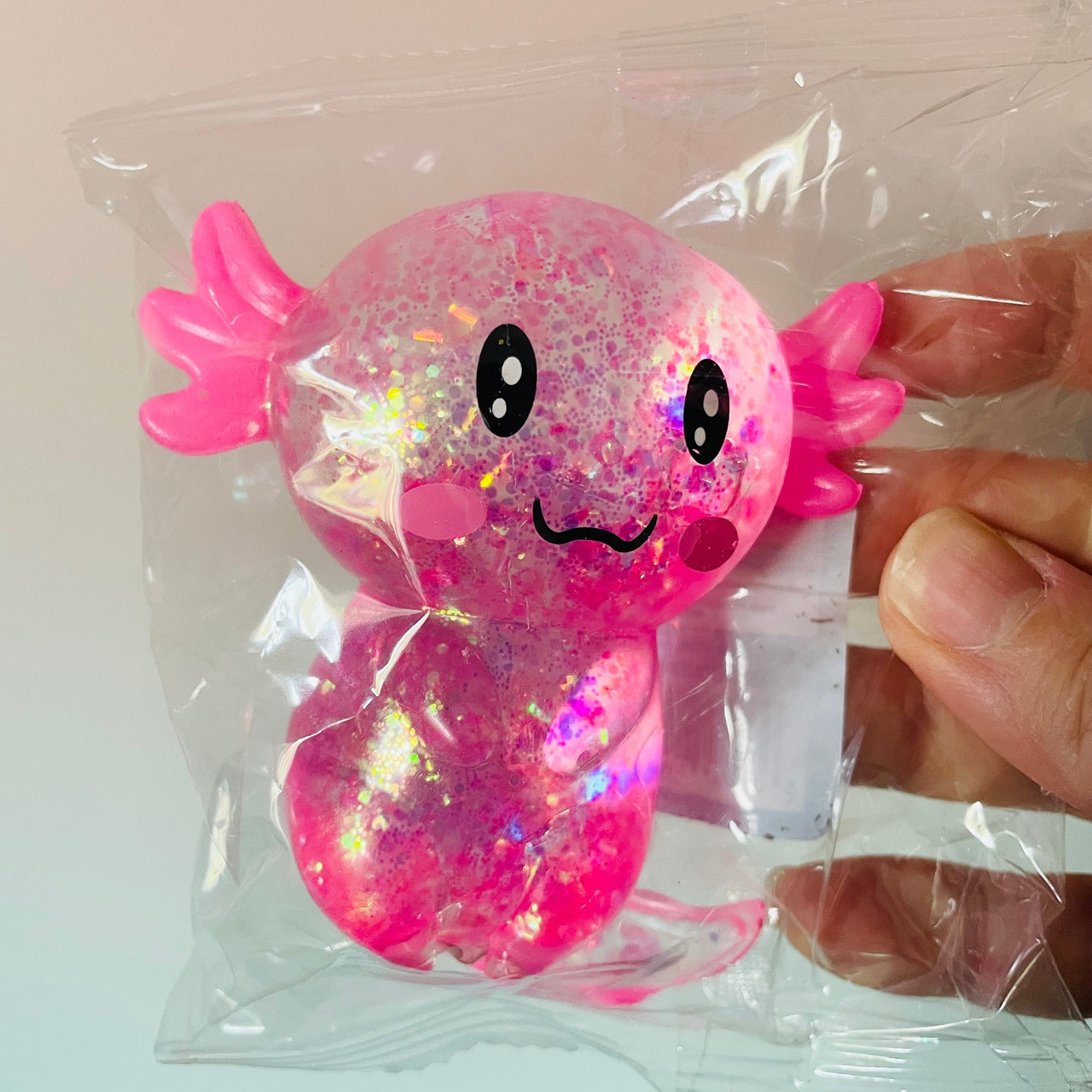 🩷✨ Glitter Axolotl Sugar Maltose Squishy | Pink Sparkly Sensory Fidget Toy 💖