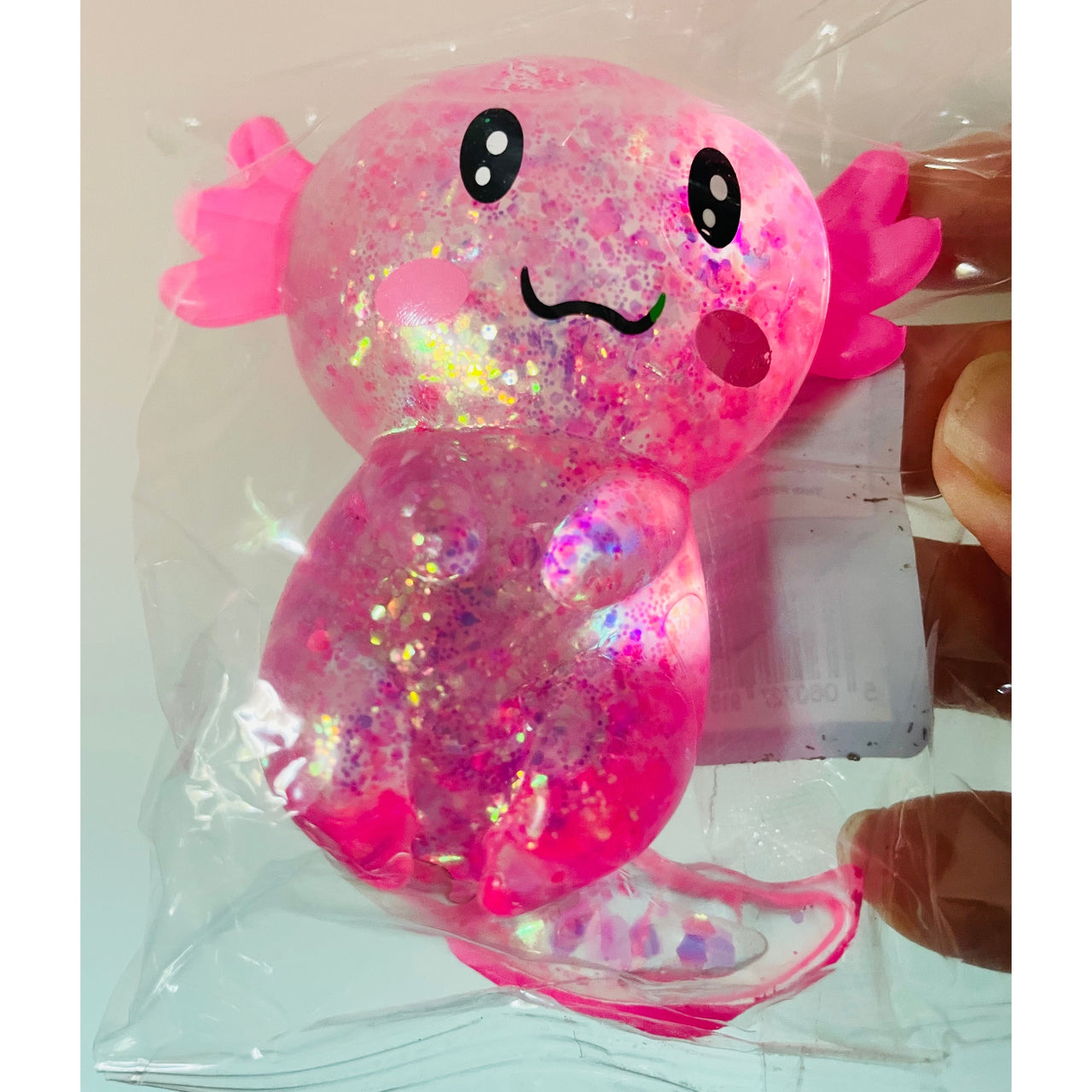 🩷✨ Glitter Axolotl Sugar Maltose Squishy | Pink Sparkly Sensory Fidget Toy 💖