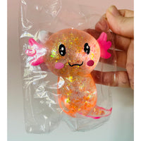 🧡✨ Glitter Axolotl Sugar Maltose Squishy | Orange Sparkly Sensory Fidget Toy 🦎