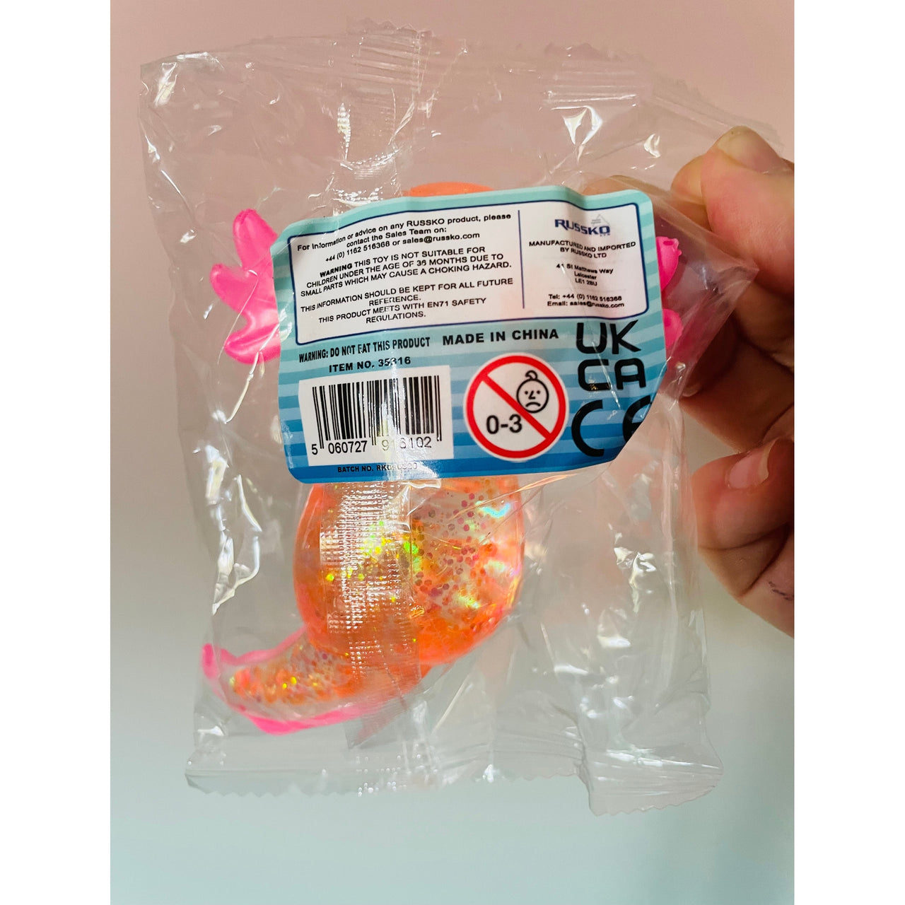 🧡✨ Glitter Axolotl Sugar Maltose Squishy | Orange Sparkly Sensory Fidget Toy 🦎