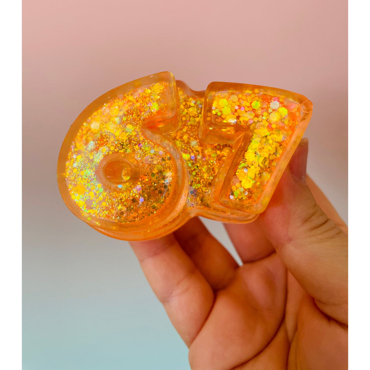 🧡✨ Sugar Sparkle '67' Squishy | Orange Glitter Sugar Maltose Sensory Fidget Toy 🌟