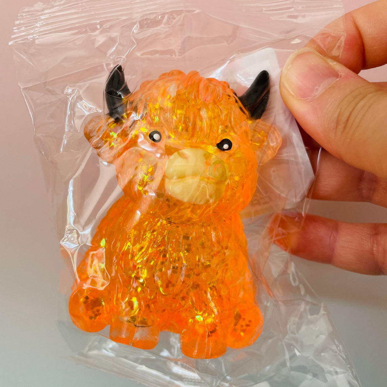 🧡🐮 Orange Sugar Maltose Highland Cow Squishy | Glitter Sensory Stress Relief Fidget Toy ✨