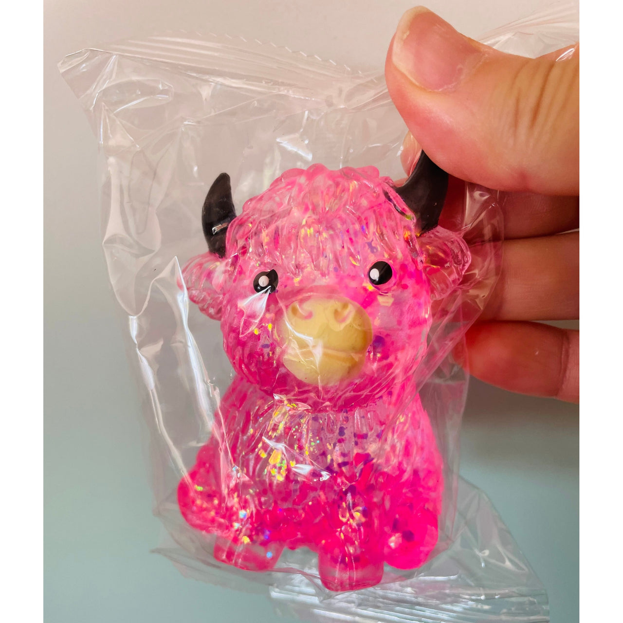 🩷🐮 Pink Sugar Maltose Highland Cow Squishy | Glitter Sensory Stress Relief Fidget Toy ✨