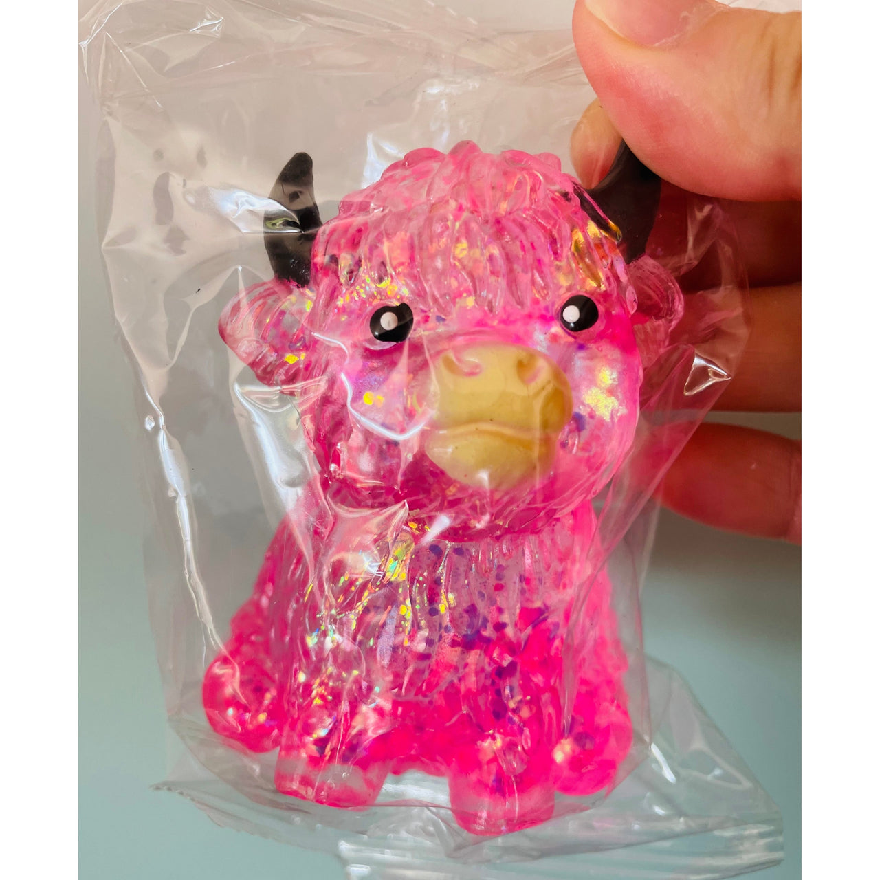 🩷🐮 Pink Sugar Maltose Highland Cow Squishy | Glitter Sensory Stress Relief Fidget Toy ✨