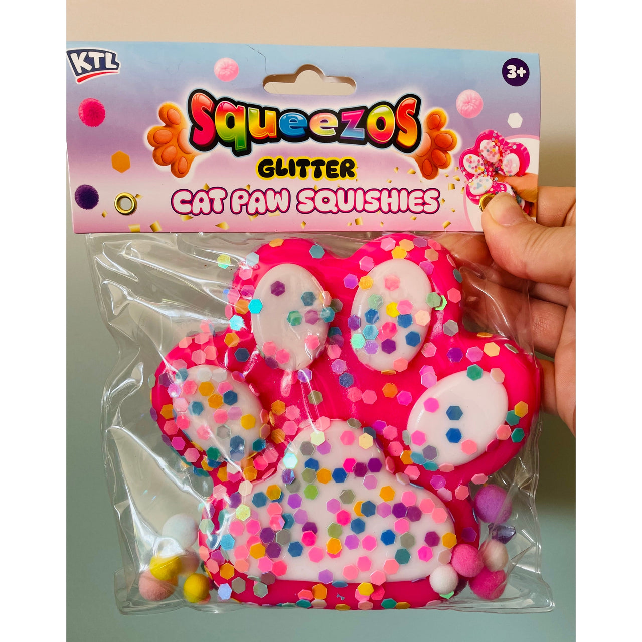🩷🐾 Jumbo Glitter Cat Paw Taba Squishy | Pink Ultra Sticky Sensory Fidget Toy ✨