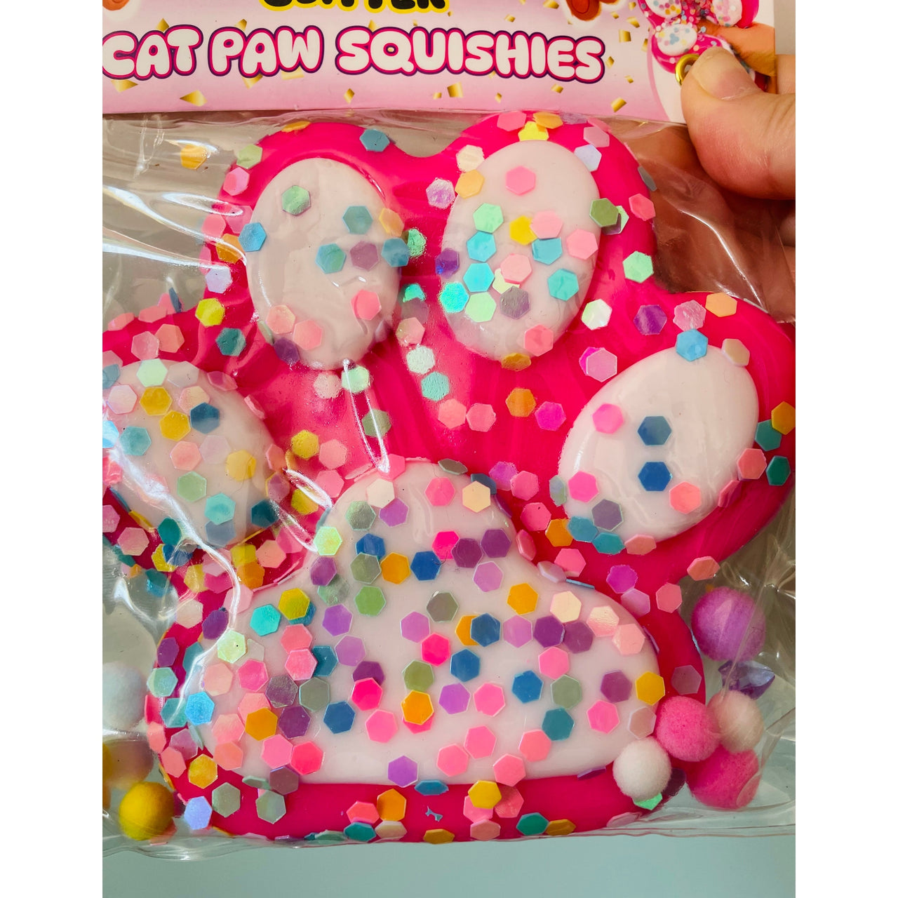 🩷🐾 Jumbo Glitter Cat Paw Taba Squishy | Pink Ultra Sticky Sensory Fidget Toy ✨