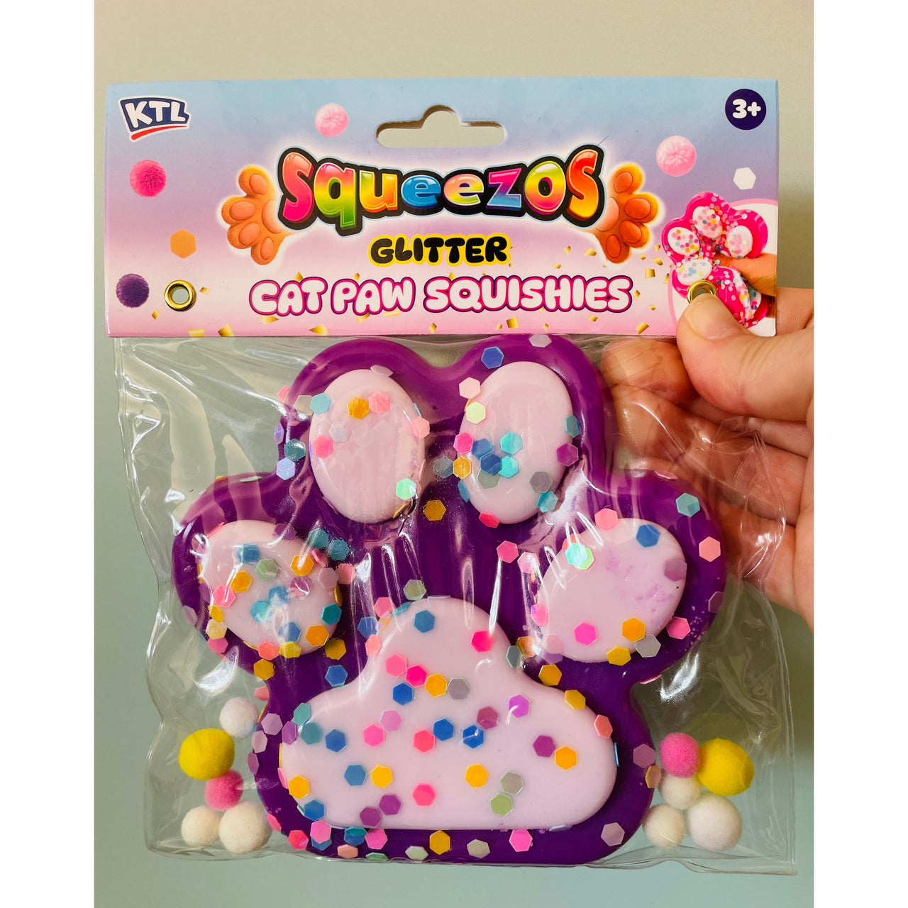 💜🐾 Jumbo Glitter Cat Paw Taba Squishy | Purple Ultra Sticky Sensory Fidget Toy ✨