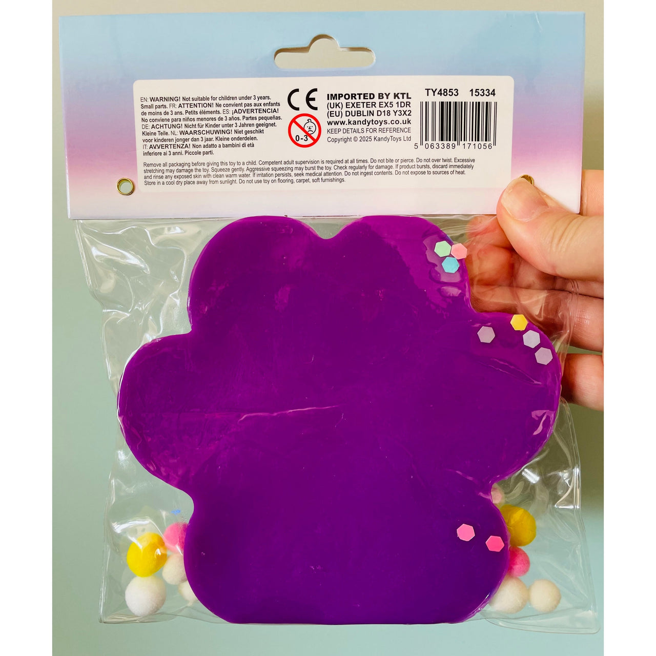 💜🐾 Jumbo Glitter Cat Paw Taba Squishy | Purple Ultra Sticky Sensory Fidget Toy ✨