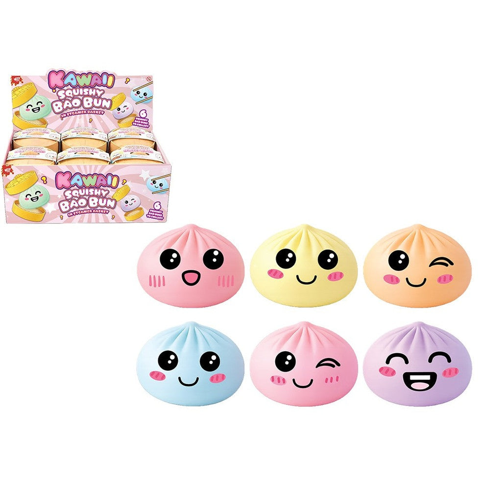 🌸🥟 Pastel Bao Bun Squishy in Basket | Kawaii Maltose Sensory Squeeze Toy ✨