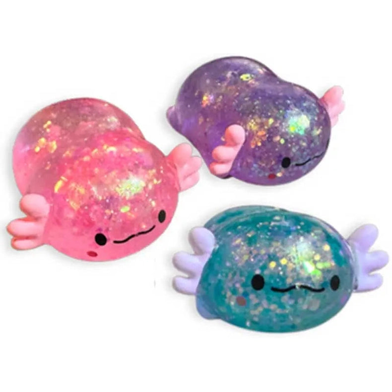 🩷🦎 Scrunchems Mini Sugar Axolotls | 3-Pack Sensory Stress Relief Fidget Toys ✨