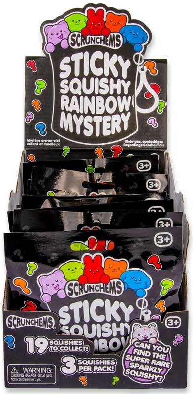 🌈🐱 Scrunchems Sticky Squishy Rainbow Mystery | 3-Pack Taba Squishies
