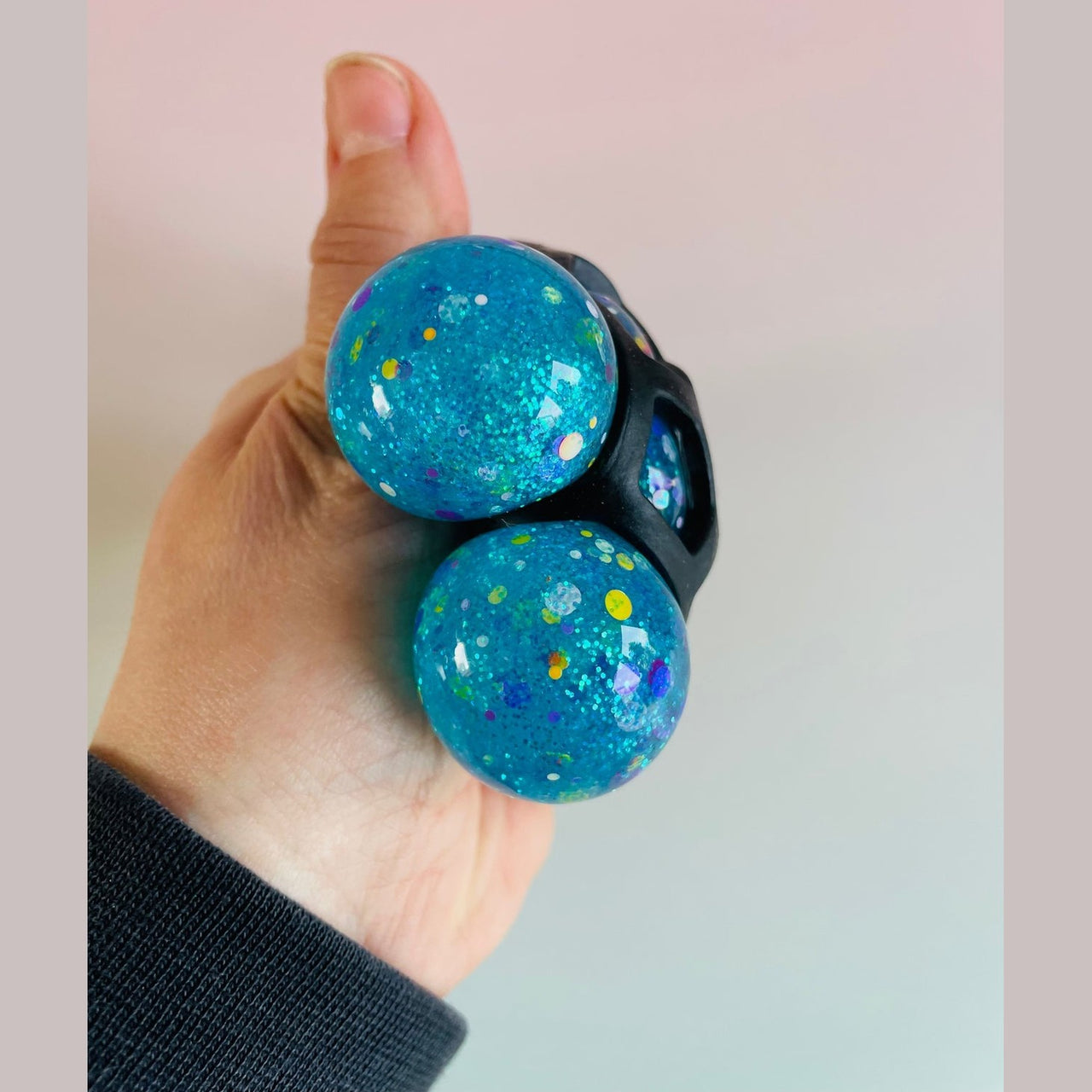🔵✨ Scrunchems Fusion Squish Ball Keychain – Blue
