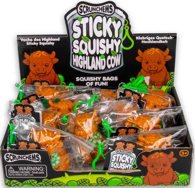 🐮🤎 Scrunchems Taba Sticky Squishy Highland Cow Sensory Toy